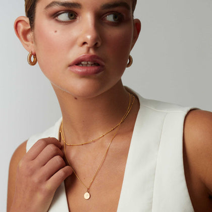 Zodiac Symbol Disc Curb Chain Necklace in Silver